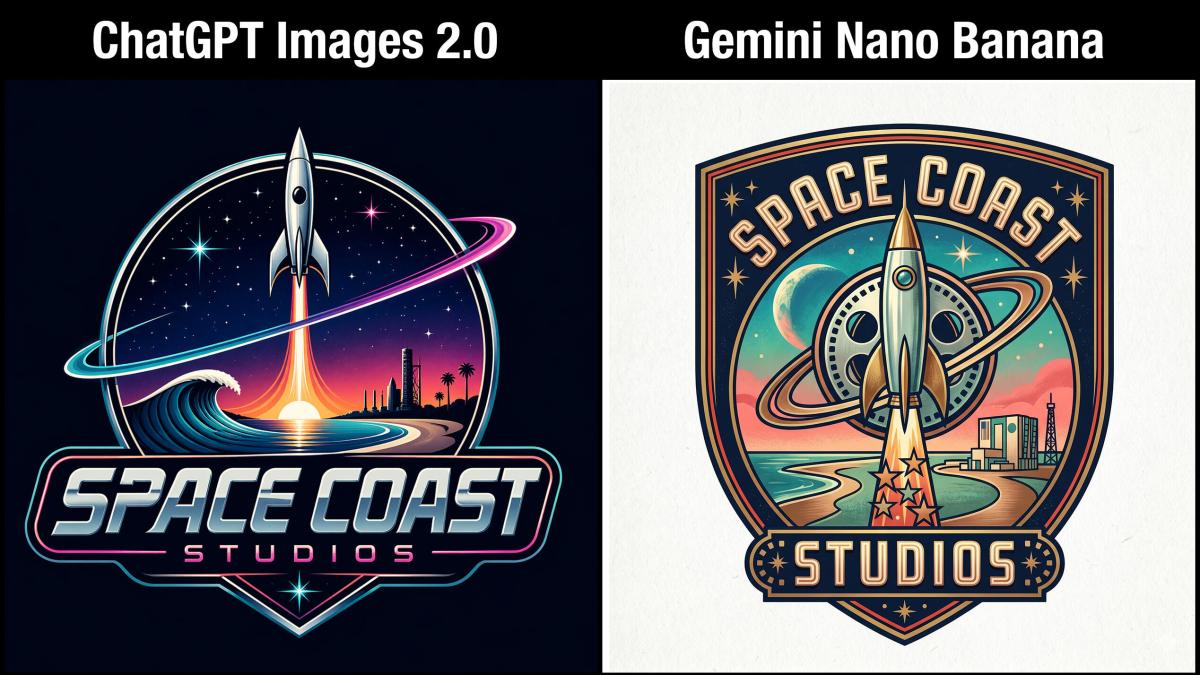 Space Coast Studios 复古未来 Logo 生成对比